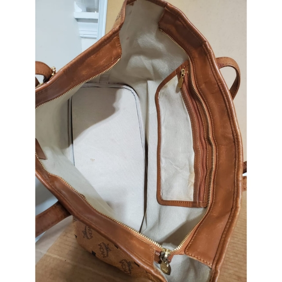 Authentic MCM Cognac Visetos Tote Bag - Picture 3 of 10